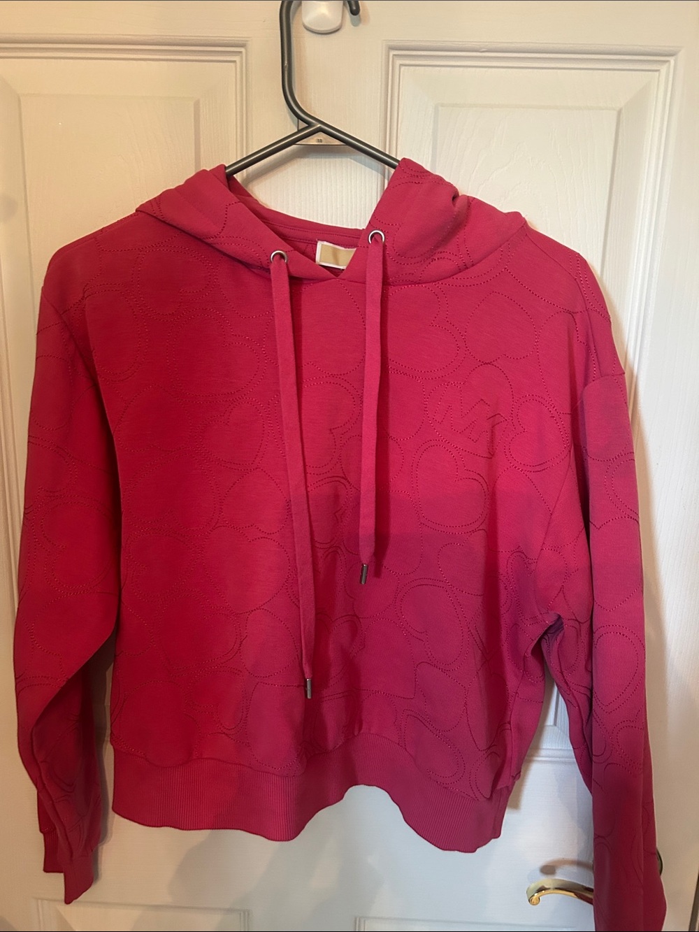 Michael Kors Raspberry Pink Perforated Logo Hooded Pullover